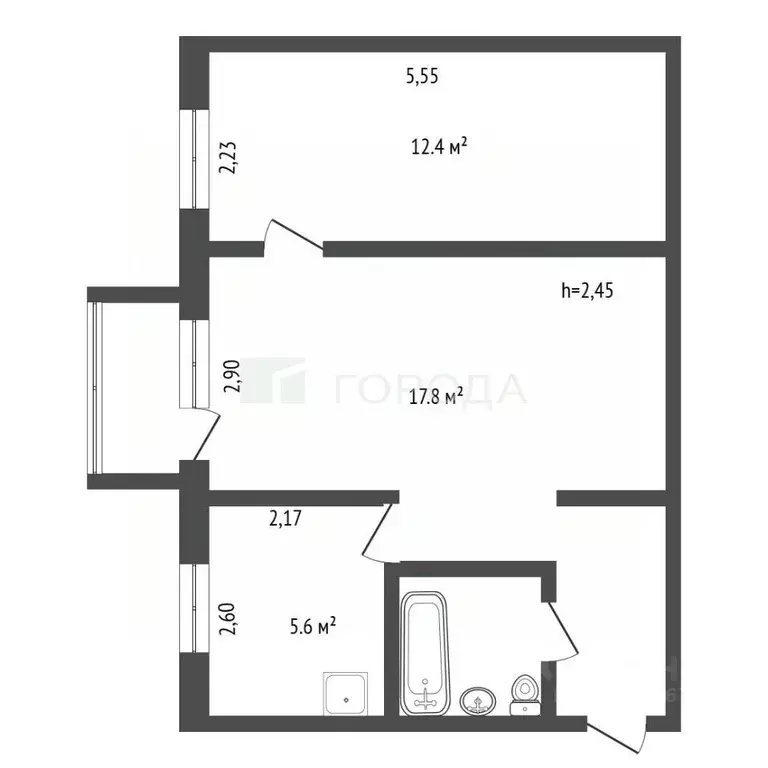 2-к кв. Кемеровская область, Новокузнецк ул. Смирнова, 13 (41.8 м) - Фото 2