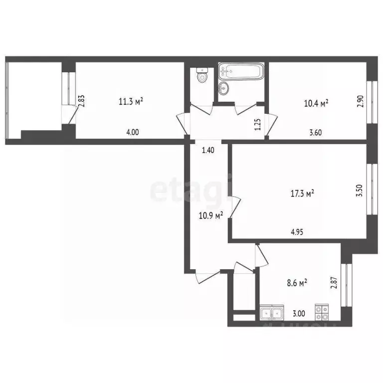 3-к кв. Орловская область, Орел ул. Дмитрия Блынского, 12 (63.4 м) - Фото 1