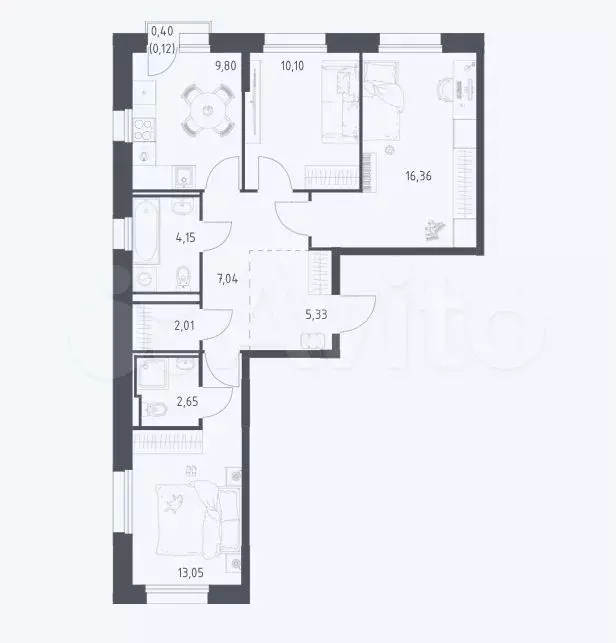 3-к. квартира, 70 м, 5/5 эт. - Фото 0