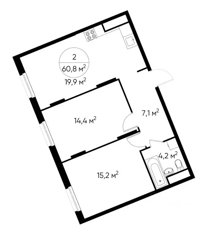 2-к кв. Москва Переделкино Ближнее мкр, 18-й кв-л,  (60.8 м) - Фото 0