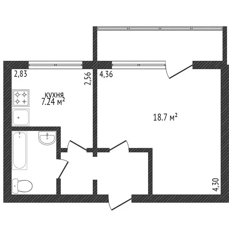 1-комнатная квартира: Тобольск, 9-й микрорайон, 13 (29 м) - Фото 0