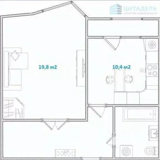 Квартира, 1 комната, 45 м - Фото 1