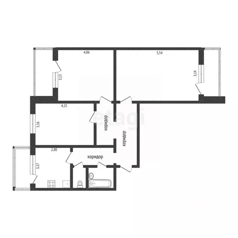 3-к кв. Белгородская область, Белгород бул. Юности, 37 (71.4 м) - Фото 2