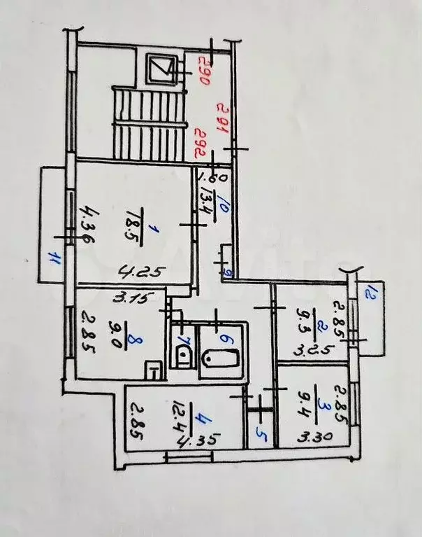 4-к. квартира, 78 м, 8/9 эт. - Фото 0