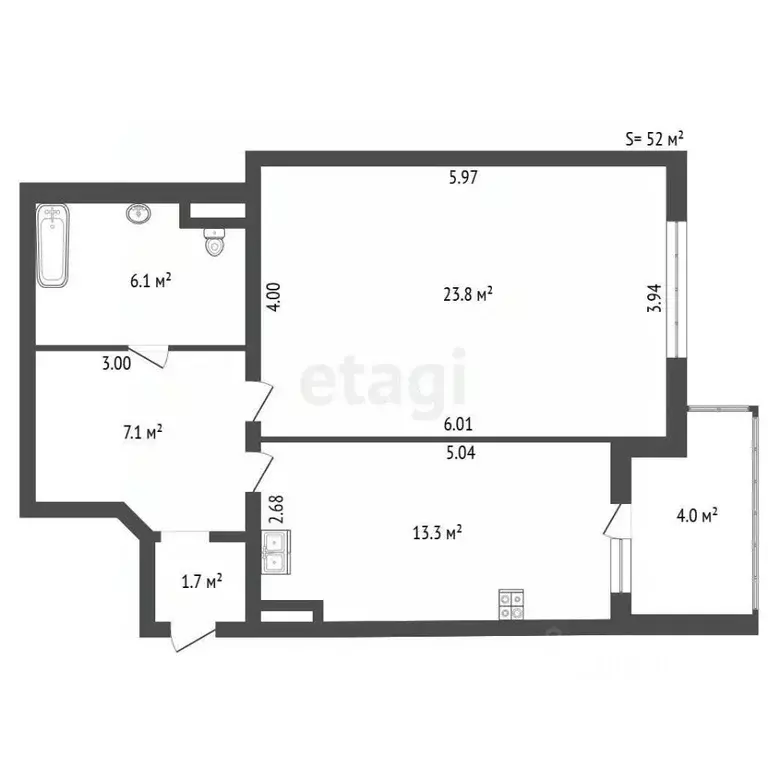 1-к кв. Санкт-Петербург Выборгское ш., 5К1 (52.0 м) - Фото 2