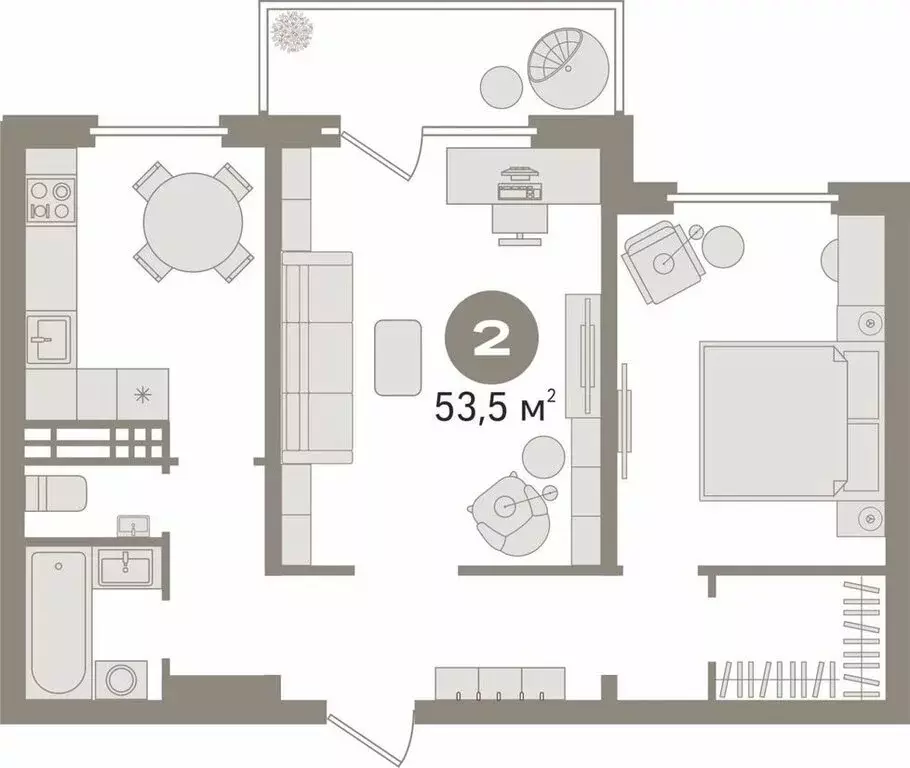 2-комнатная квартира: Екатеринбург, улица Викулова, 59к2 (53.5 м) - Фото 1