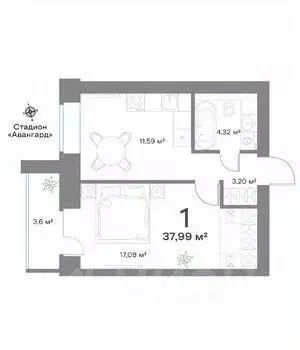 1-к кв. Нижегородская область, Выкса  (37.99 м) - Фото 1