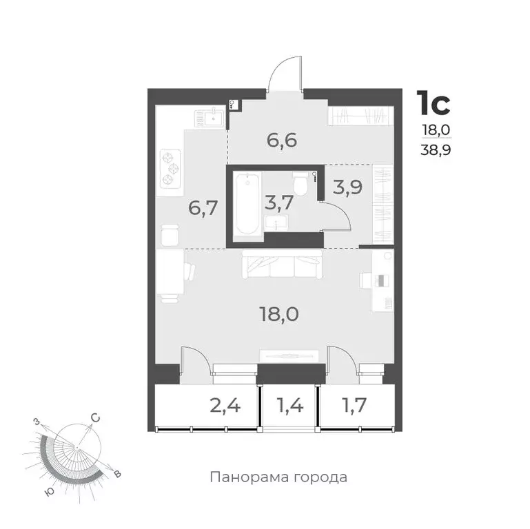 1-комнатная квартира: Новосибирск, улица Аэропорт, 49/1 (38.9 м) - Фото 0