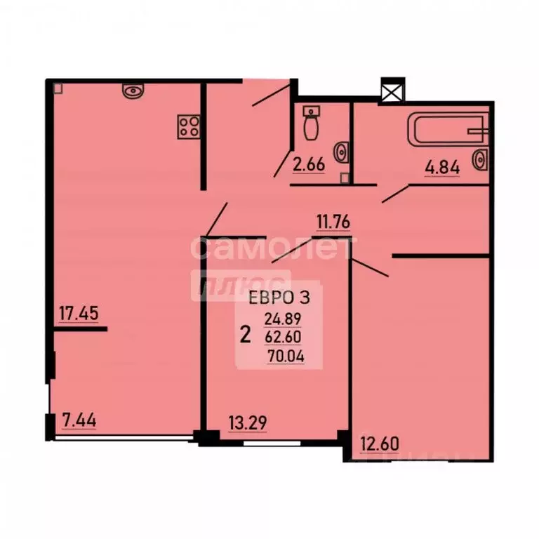2-к кв. Липецкая область, Липецк Студеновская ул., 23Б (62.8 м) - Фото 2