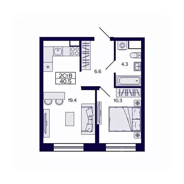 2-к кв. Хабаровский край, Хабаровск ул. Карла Маркса, 96/1 (40.52 м) - Фото 1