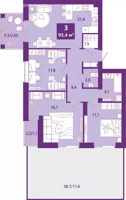 3-комнатная квартира: Калининград, Ключевая улица, 27В (98.7 м) - Фото 0