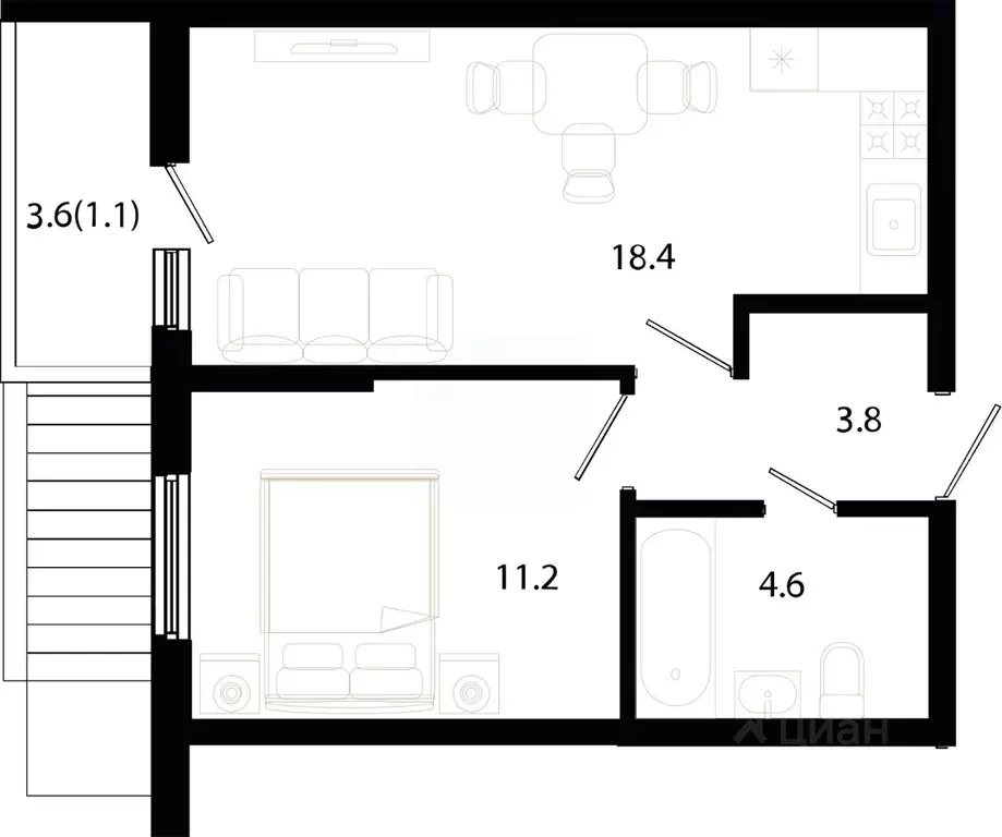 1-к кв. Краснодарский край, Краснодар ул. Даниила Смоляна, 71 (39.2 м) - Фото 0