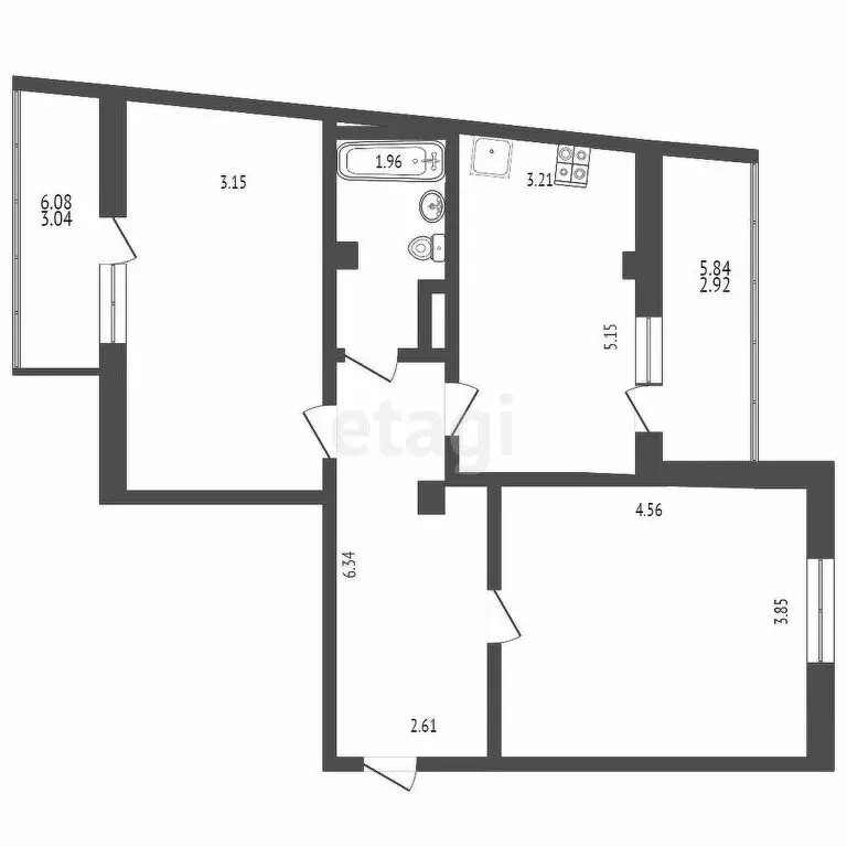 2-комнатная квартира: Самара, Солнечная улица, 4 (70 м) - Фото 1
