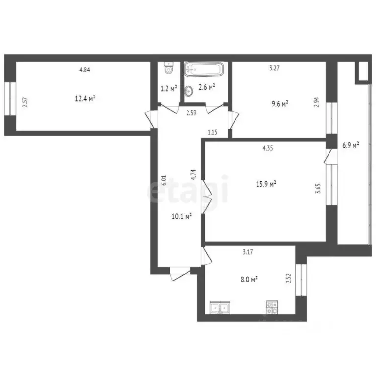3-к кв. Тюменская область, Тюмень Широтная ул., 148к1 (60.5 м) - Фото 2
