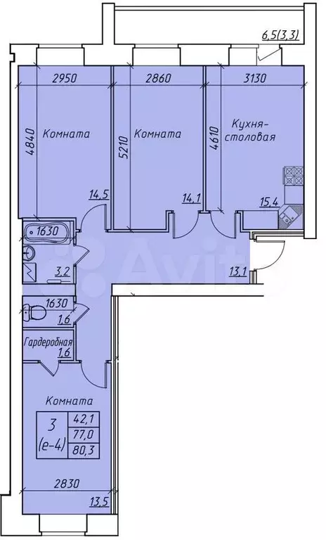 3-к. квартира, 80м, 5/9эт. - Фото 1