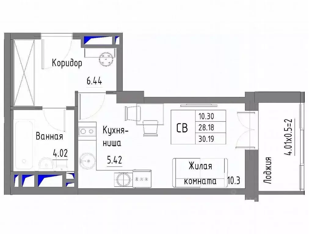Студия Ростовская область, Ростов-на-Дону просп. Стачки, 215Б (30.0 м) - Фото 1