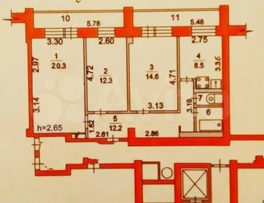 3-к. квартира, 73,5 м, 12/14 эт. - Фото 0