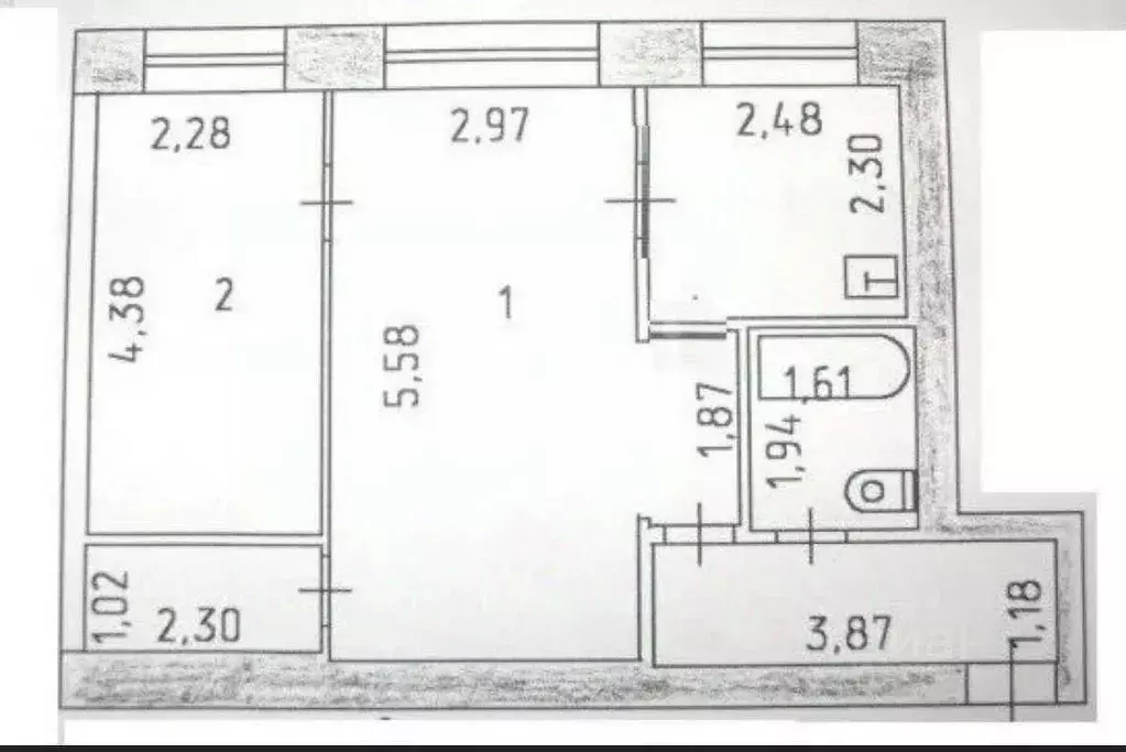 2-к кв. Татарстан, Казань ул. Гагарина, 73а (40.3 м) - Фото 2
