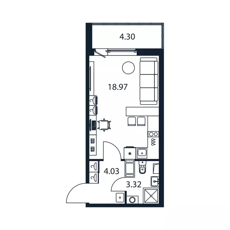 Квартира-студия: Мурино, Романовская улица, 9 (25.8 м) - Фото 1