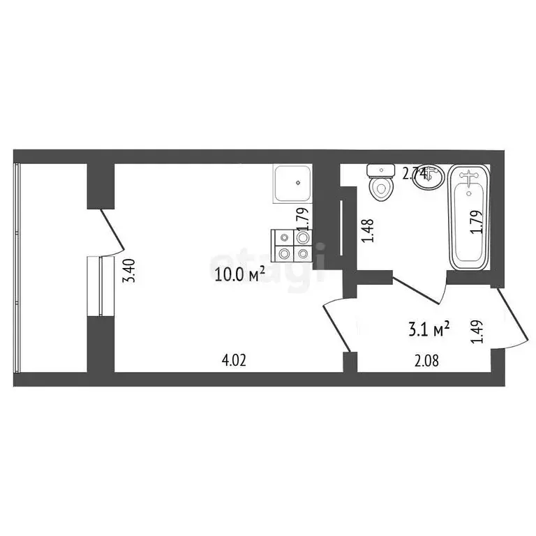 Квартира-студия: Тюмень, Верхнетарманская улица, 1 (19.7 м) - Фото 1
