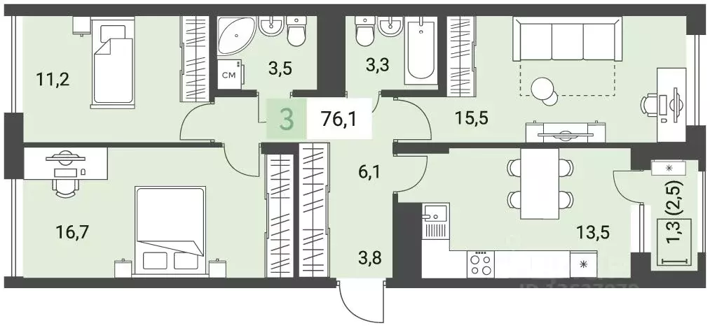 3-к кв. Удмуртия, Ижевск ул. Имени В.С. Тарасова, 4 (76.1 м) - Фото 0