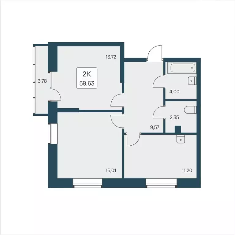 Продаётся 2-к квартира, 59.63 м - Фото 0