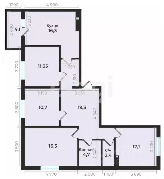 4-к кв. Ставропольский край, Ставрополь ул. Рогожникова, 23/2к1 (99.0 ... - Фото 2