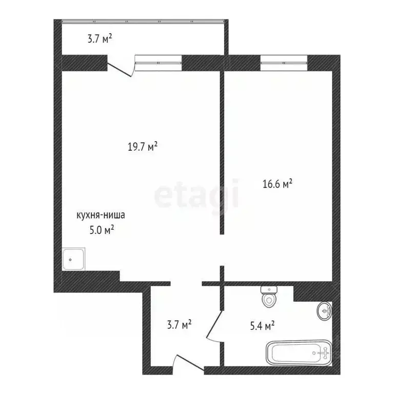 2-к кв. Красноярский край, Красноярск Аральская ул., 47 (52.3 м) - Фото 2