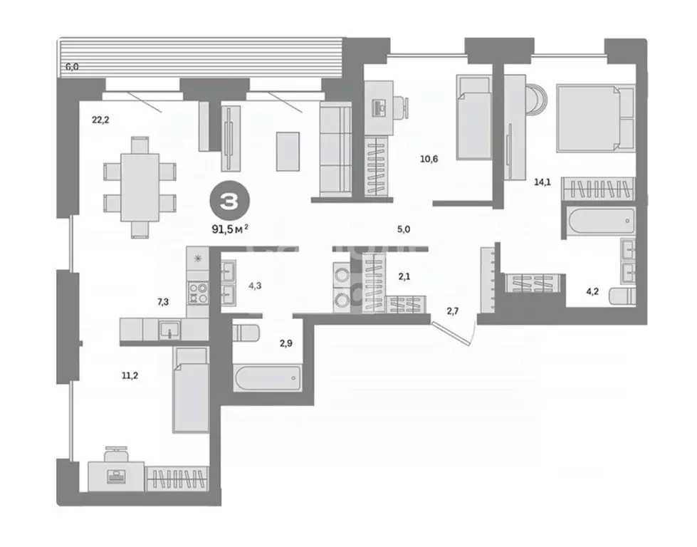 3-к кв. Москва Тагильская ул., вл5с13 (91.5 м) - Фото 2