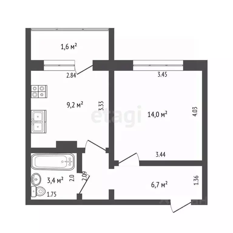 1-к кв. Мордовия, Саранск Лямбирское ш., 23 (33.2 м) - Фото 1