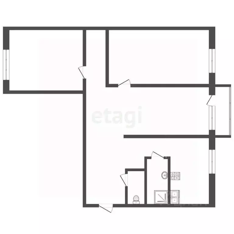 Квартира, 3 комнаты, 55 м - Фото 2