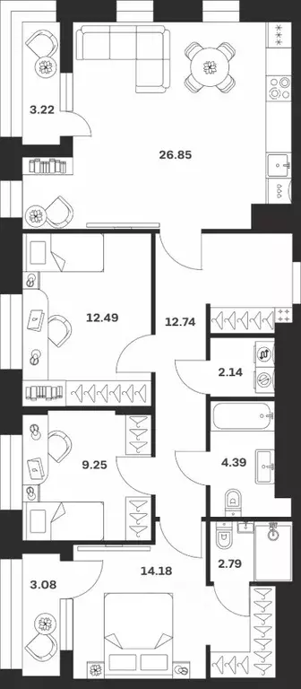 3-к кв. Тульская область, Тула городской округ, с. Осиновая Гора ул. ... - Фото 1