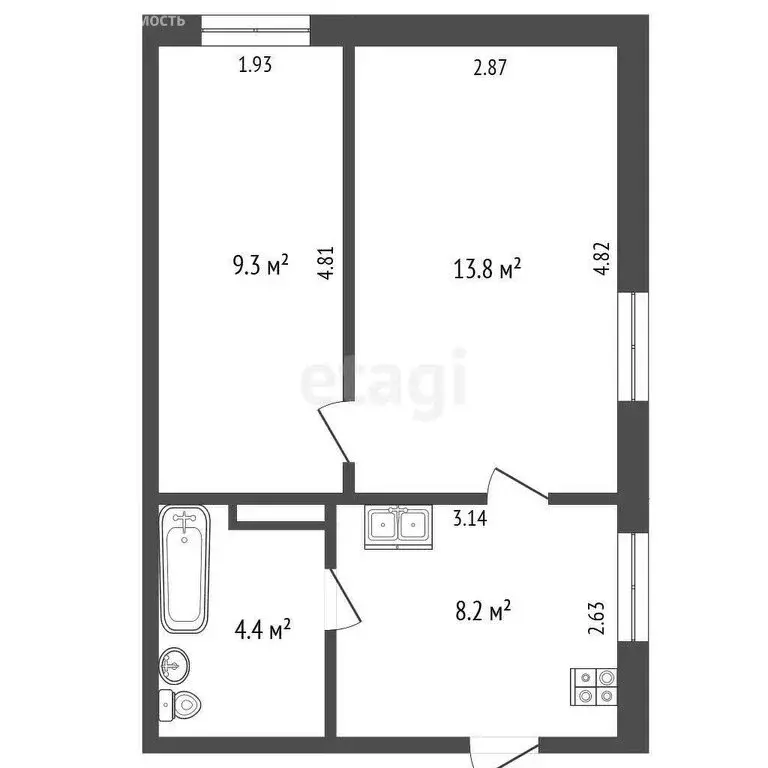 2-комнатная квартира: Севастополь, Инженерная улица, 47 (35.7 м) - Фото 0