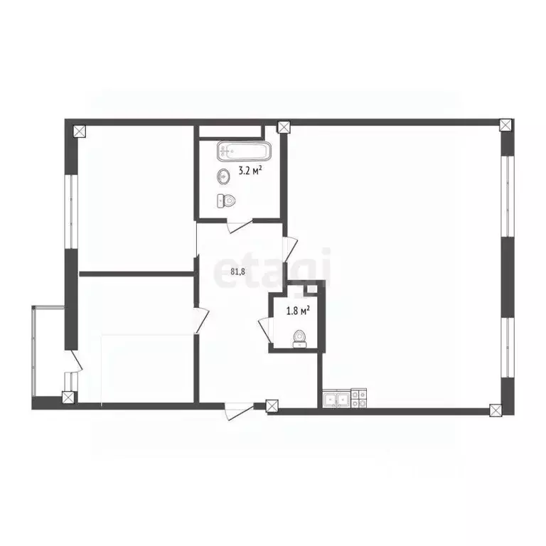3-к кв. Тюменская область, Тюмень Заречный проезд, 37к1 (81.8 м) - Фото 2