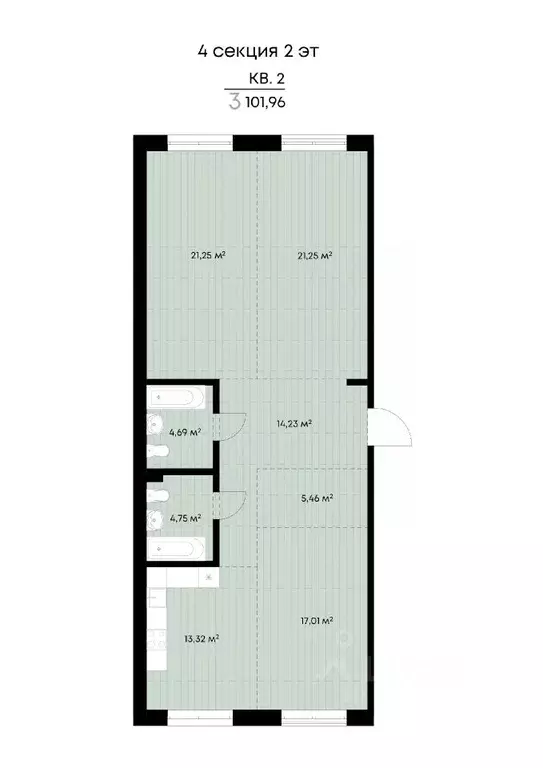 3-к кв. Иркутская область, Иркутск ул. Лебедева-Кумача (101.96 м) - Фото 0