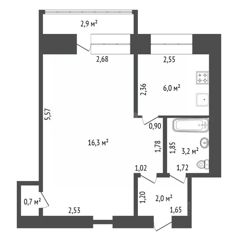 1-к кв. Башкортостан, Уфа Первомайская ул., 59 (28.2 м) - Фото 1