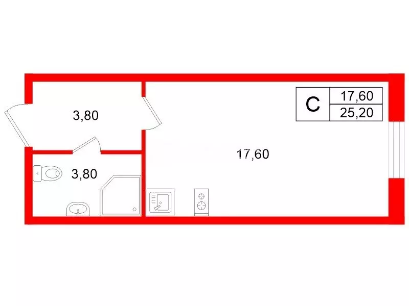 Квартира-студия: Зеленогорск, улица Строителей, 3к2 (25.2 м) - Фото 1