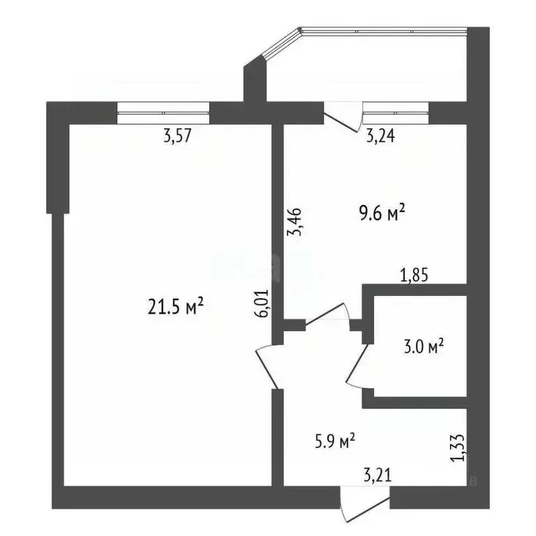 1-к кв. Амурская область, Благовещенск КПП мкр, ул. Кольцевая, 34/1 ... - Фото 2
