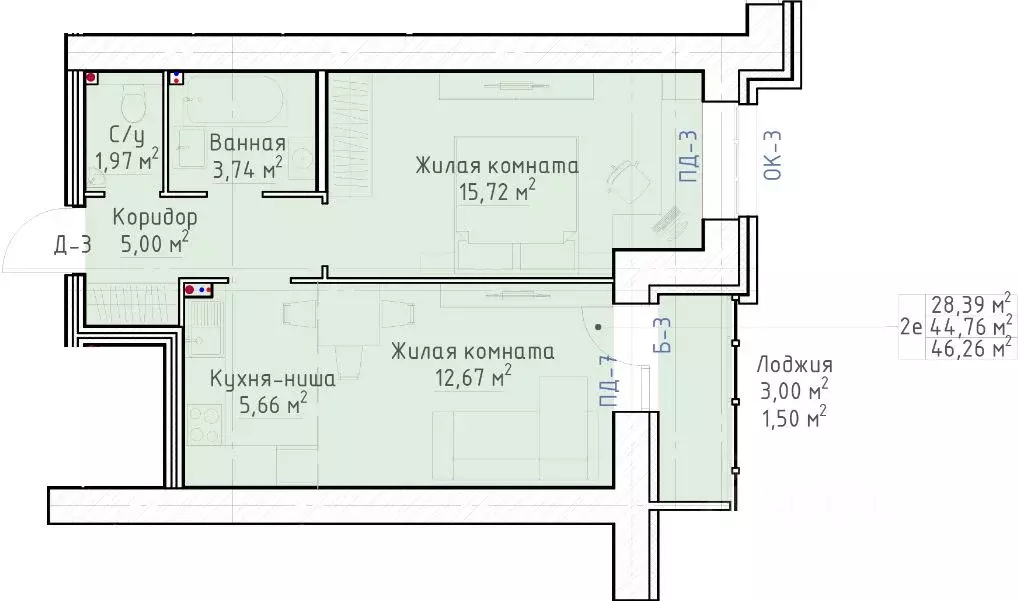 2-к кв. Кировская область, Киров Красный Химик мкр,  (46.26 м) - Фото 0