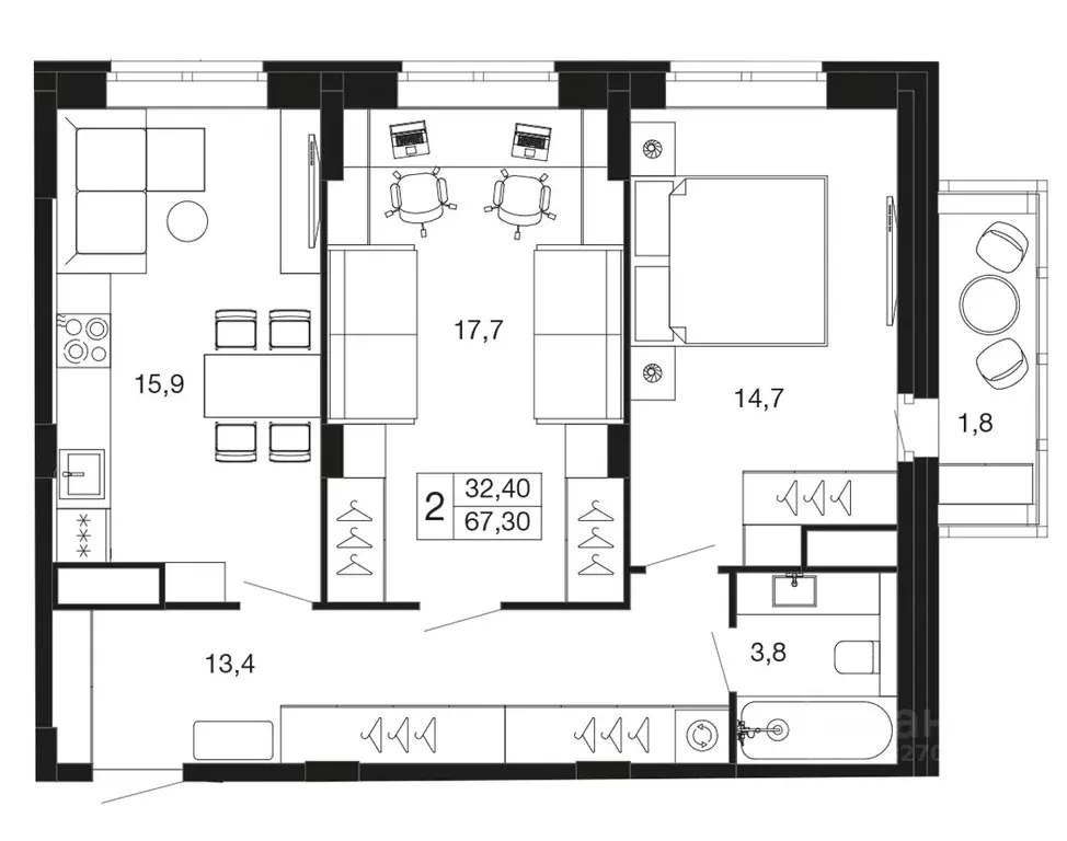 2-к кв. Московская область, Апрелевка Наро-Фоминский городской округ, ... - Фото 1