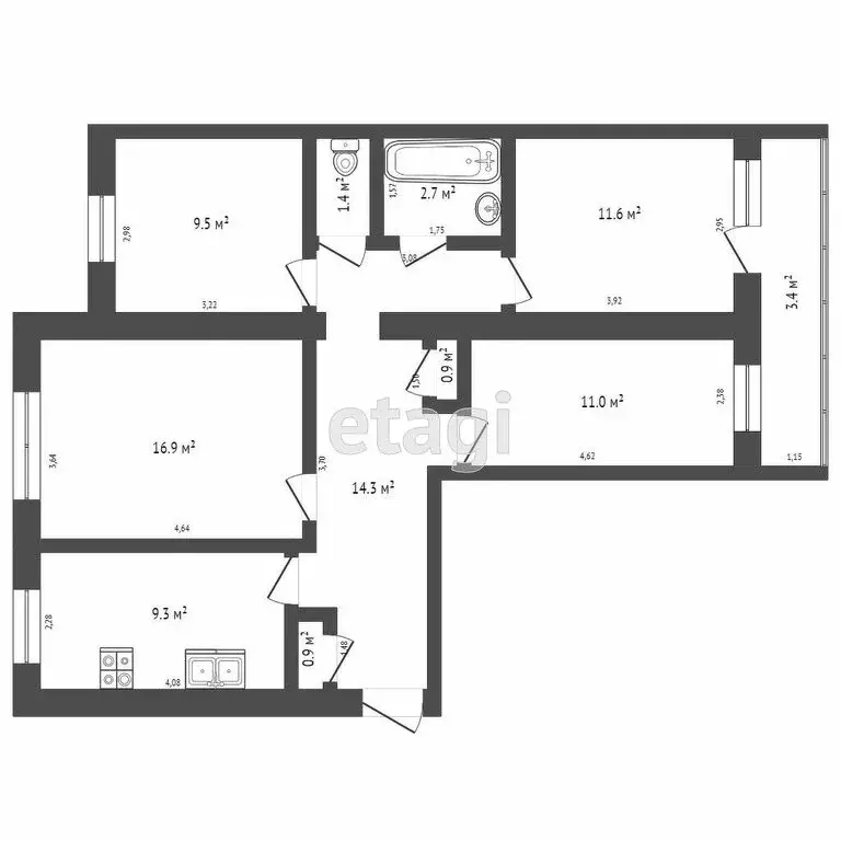 4-комнатная квартира: Альметьевск, улица Герцена, 88 (75.8 м) - Фото 1