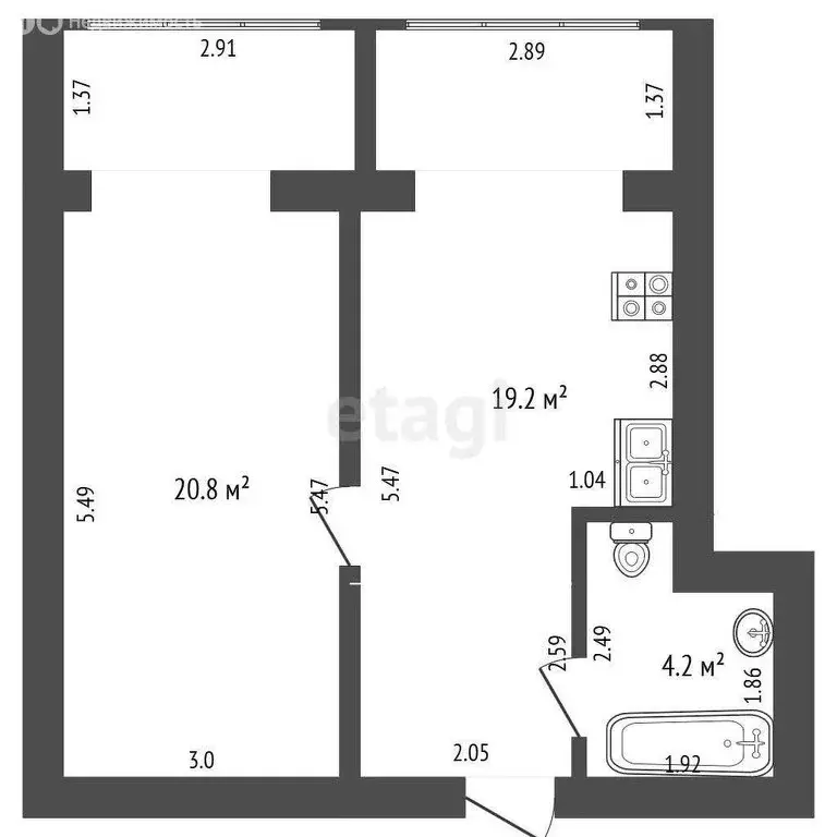 1-комнатная квартира: Бахчисарай, улица Грузинова, 61 (44.2 м) - Фото 0