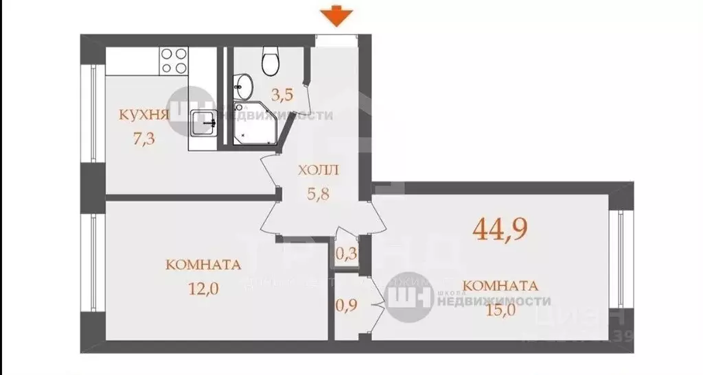 2-к кв. Санкт-Петербург ул. Верности, 50 (45.0 м) - Фото 1