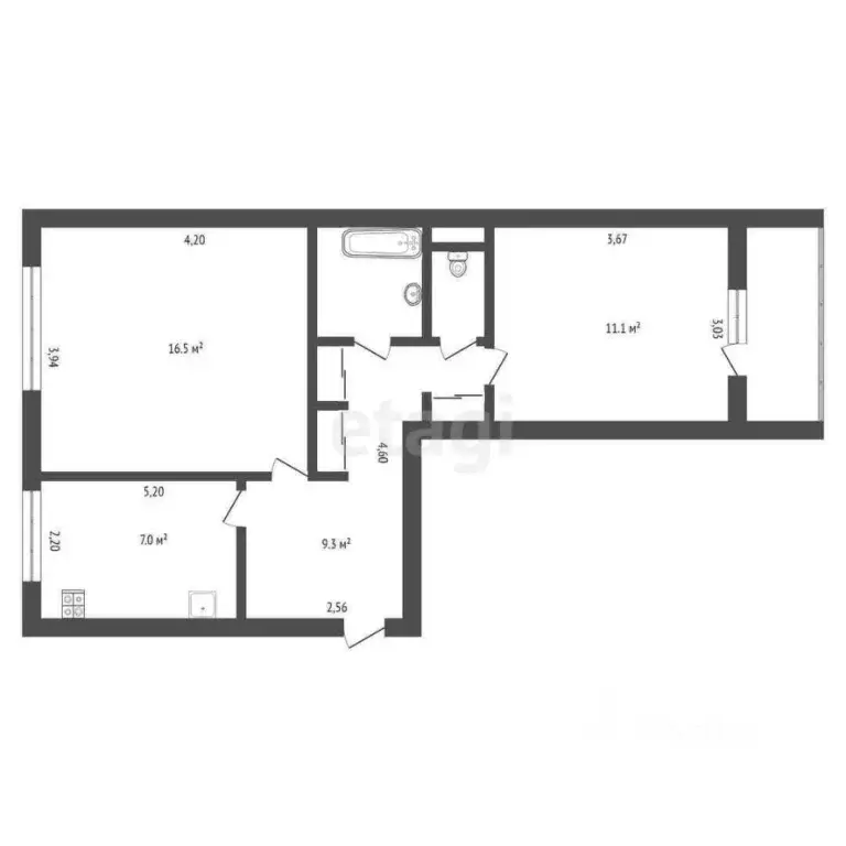 2-к кв. Амурская область, Благовещенск Институтская ул., 17/1 (48.9 м) - Фото 0