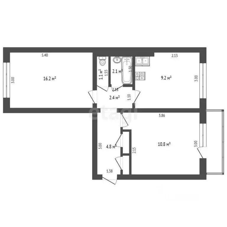 2-к кв. Воронежская область, Борисоглебск Советская ул., 121 (46.6 м) - Фото 1