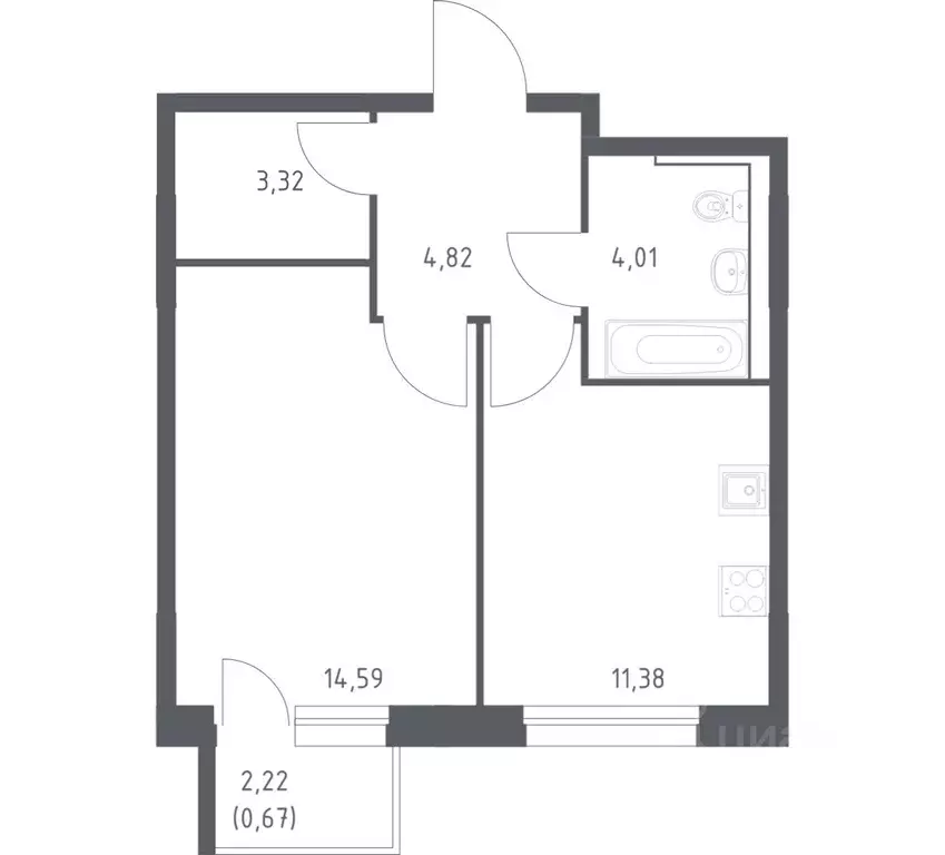 1-к кв. Приморский край, Владивосток Бам мкр,  (38.79 м) - Фото 1