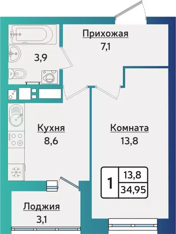 1-к кв. Удмуртия, Ижевск ул. 40 лет Победы, 121 (34.9 м) - Фото 0