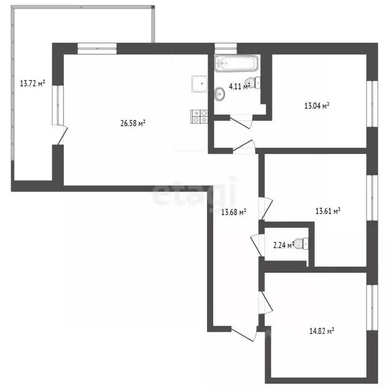 3-к кв. Тюменская область, Тюмень ул. Газовиков, 79 (101.0 м) - Фото 2