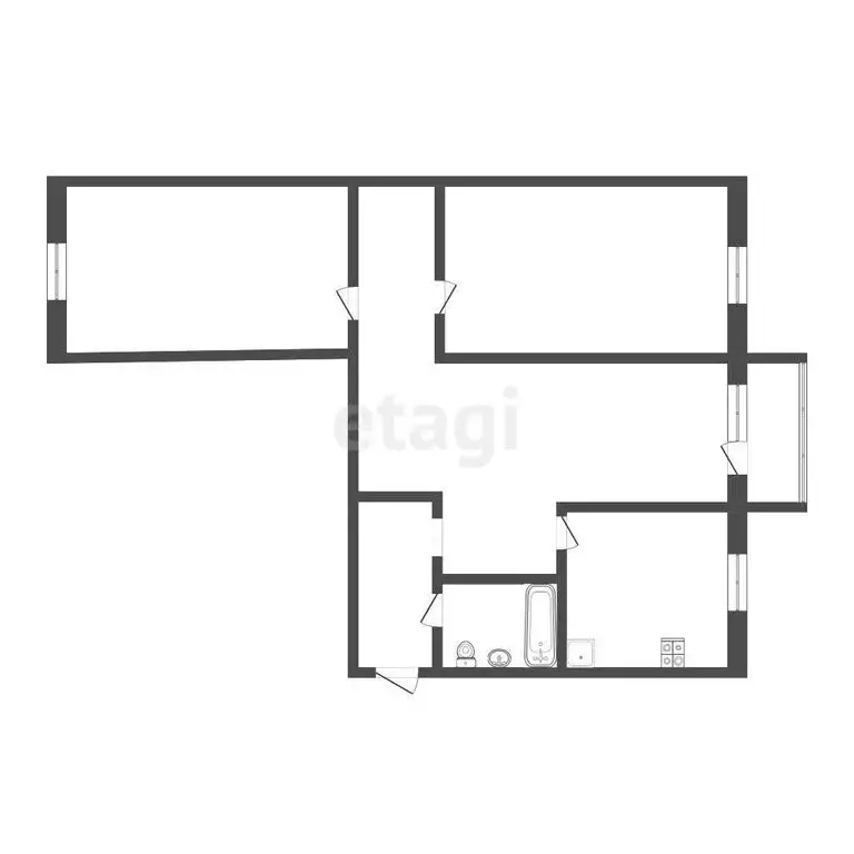 3-комнатная квартира: Тюмень, Севастопольская улица, 37 (58 м) - Фото 1