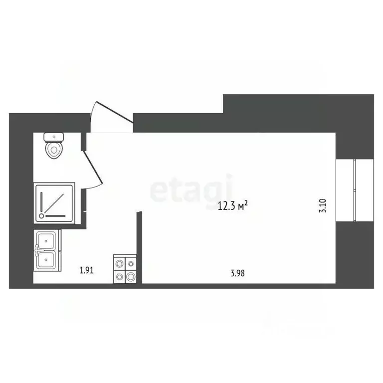 Студия Пермский край, Пермь Целинная ул., 23 (18.0 м) - Фото 2